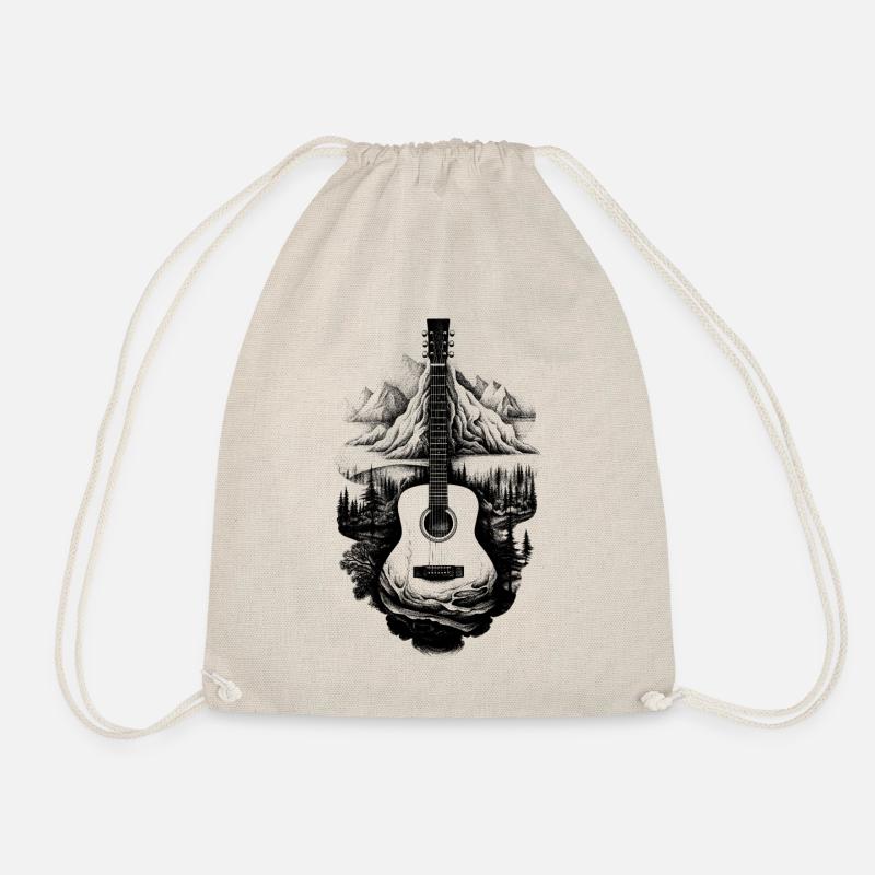 Landschaft Akustik Gitarre Gitarrist Geschenk - Turnbeutel - Natur