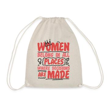 Feminist Women Belong In All - Drawstring Bag - nature - Front