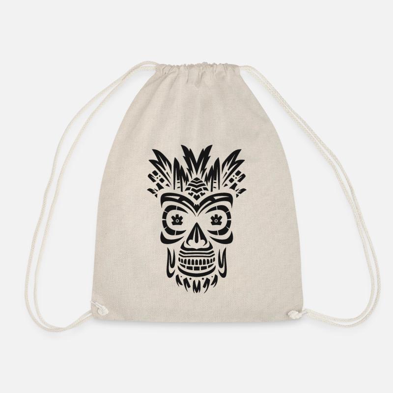 Tribal Tiki Maori Retro Polynesianische Maske - Turnbeutel - Natur