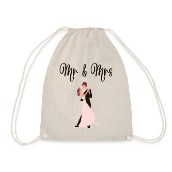 Mr & Mrs Hochzeit Verlobung Heiraten - Turnbeutel - Natur - Vorne