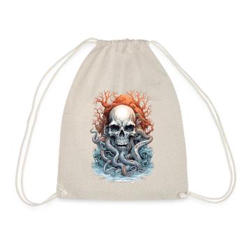 Skull Octopus Squid Animal Creature - Drawstring Bag - nature - Front