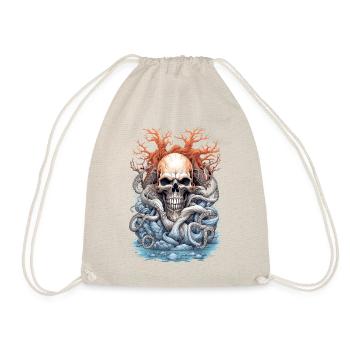 Skull Octopus Squid Animal Creature - Drawstring Bag - nature - Front