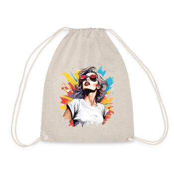 Femme heureuse dans un style rétro vintage coloré - Sac de sport léger - nature - Devant