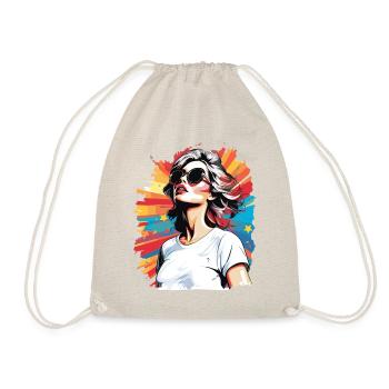 Femme heureuse dans un style rétro vintage coloré - Sac de sport léger - nature - Devant