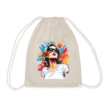 Femme heureuse dans un style rétro vintage coloré - Sac de sport léger - nature - Devant
