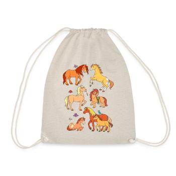6 chevaux, poneys, poulains, enfants, femmes, filles, équitation - Sac de sport léger - nature - Devant