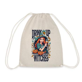 Funny Halloween Saying Drink Up Witches Witches - Drawstring Bag - nature - Front