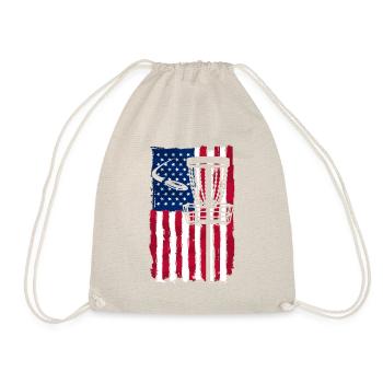 Disc Golf USA Flagge American Folf Frolf Herren Damen - Turnbeutel - Natur - Vorne