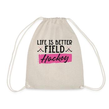 Field Hockey Heart Life Is Better - Drawstring Bag - nature - Front