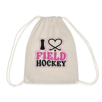 Field Hockey Heart I Love Field - Drawstring Bag - nature - Front