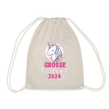 Ich werde Große Cousine 2024 Loading Einhorn Herz - Turnbeutel - Natur - Vorne