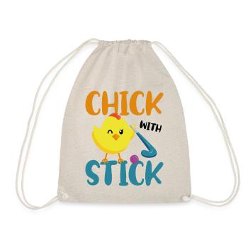 Field Hockey Chicken Chick With - Drawstring Bag - nature - Front
