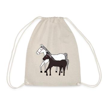 Pferde Pferd Pony Pferdenarr Kinder Ponyhof reiten - Turnbeutel - Natur - Vorne