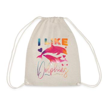 Dolphin Watercolor I Like Dolphins - Drawstring Bag - nature - Front