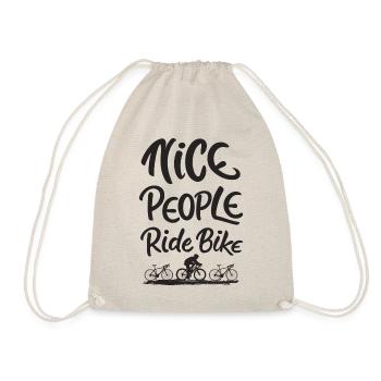 Nice People Ride Bike Fahrradsport Spruch Zitat - Turnbeutel - Natur - Vorne