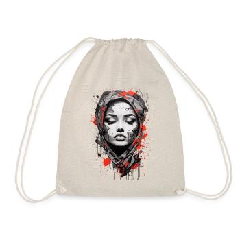 Graffiti Colorful Young Woman Abstract Art - Drawstring Bag - nature - Front