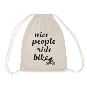 Nice People Ride Bike Fahrradsport Spruch Zitat - Turnbeutel - Natur - Vorne