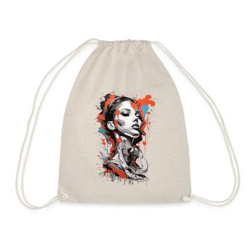 Graffiti Colorful Young Woman Abstract Art - Drawstring Bag - nature - Front