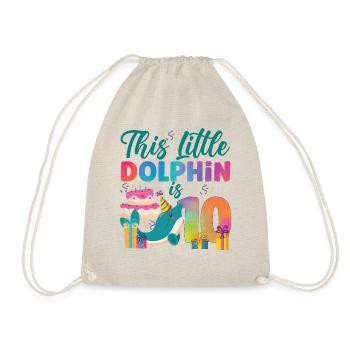 Dolphin 10th Birthday Watercolor - Turnbeutel - Natur - Vorne