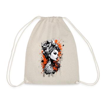 Abstract Colorful Young Woman Graffiti Art - Drawstring Bag - nature - Front