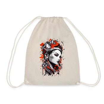 Abstract Colorful Young Woman Graffiti Art - Drawstring Bag - nature - Front