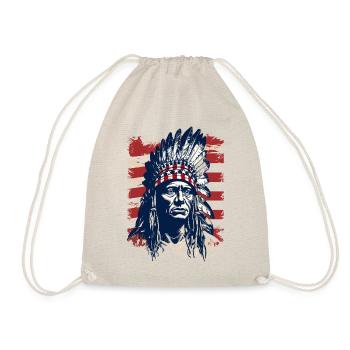 Indian Feather Headdress Native Spirit - Drawstring Bag - nature - Front