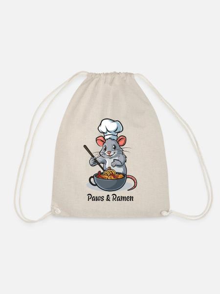 Paws and Ramen Lustige Ratte Tier Sprüche - Turnbeutel - Natur