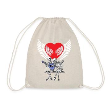Romantik Valentinstag Liebe Skelett Valentin Herz - Turnbeutel - Natur - Vorne