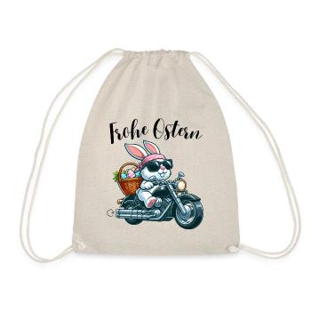 Frohe Ostern Hase Osterhase Motorrad Cool lustig - Turnbeutel - Natur - Vorne