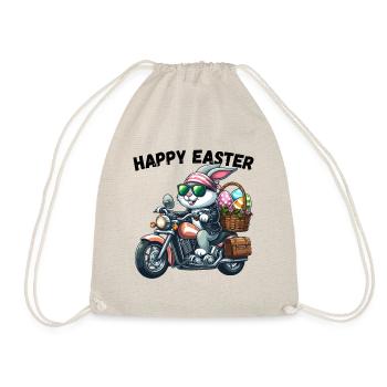 Happy Easter Bunny Motorcycle Cool Biker Easter Bunny - Drawstring Bag - nature - Front