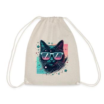 des années 80 chat néon lunettes de soleil Cool chat maman - Sac de sport léger - nature - Devant