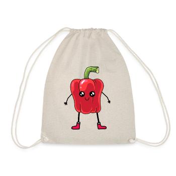 Paprika Rot Gemüse Kawaii - Turnbeutel - Natur - Vorne