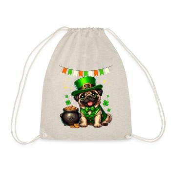 Pug St. Patrick's Day Ireland Irish Dog Cute - Drawstring Bag - nature - Front