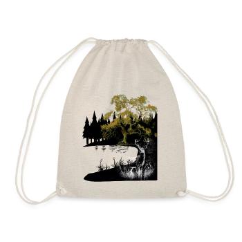 nature, deer, lake, wilderness, wild, forest animals, moose, roe deer - Drawstring Bag - nature - Front
