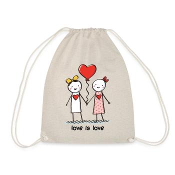 Strichmännchen Lesbisches Liebespaar Liebe - Turnbeutel - Natur - Vorne