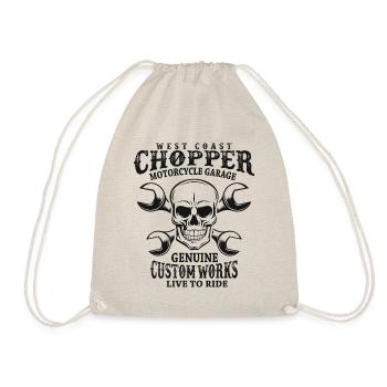 Totenkopf Biker Spruch West Coast Chopper - Turnbeutel - Natur - Vorne