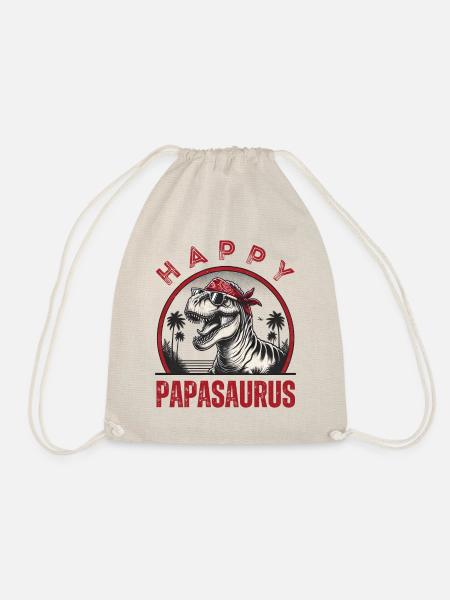 Happy Papasaurus T-rex Dino Funny Father Dinosaurs - Turnbeutel - Natur