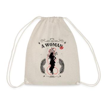 And one day, a woman! Black model. - Drawstring Bag - nature - Front