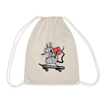 Rodent Rat Skater Mouse Skateboard Birthday - Drawstring Bag - nature - Front