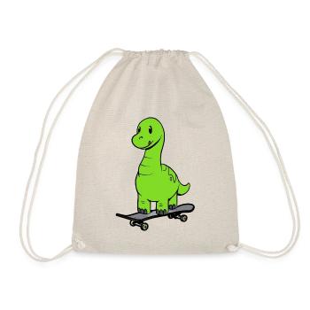 Dino Skater Skateboard Kinder - Turnbeutel - Natur - Vorne