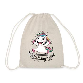 Unicorn 6th Birthday Girl Gift Mythical Creature - Drawstring Bag - nature - Front