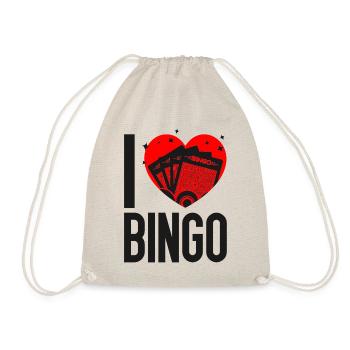 Bingo Player Heart I Love Bingo - Drawstring Bag - nature - Front