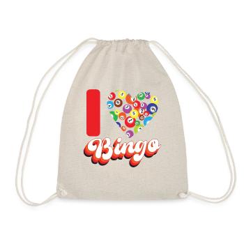 Bingo Player Heart I Love Bingo - Drawstring Bag - nature - Front