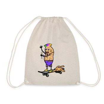 Erdnuss Skater Hund Jugendlicher Jugendliche - Turnbeutel - Natur - Vorne