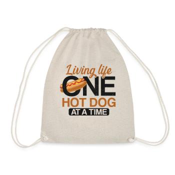 Hot Dog Adult Living Life One Hot - Drawstring Bag - nature - Front