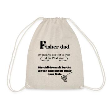 fisher dad - fishing child - fathers fishing - fishing - Drawstring Bag - nature - Front