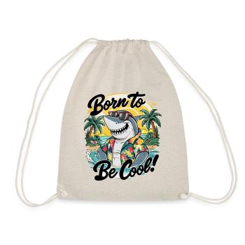 Funny shark with sunglasses summer vacation - Drawstring Bag - nature - Front