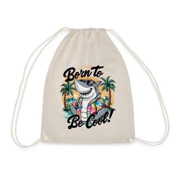 Funny shark with sunglasses summer beach vacation - Drawstring Bag - nature - Front