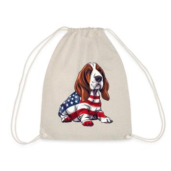Basset Hound Dog 4th of July American Flag Gifts - Turnbeutel - Natur - Vorne