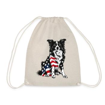 Border Collie Dog 4 juillet Drapeau américain Cadeaux - Sac de sport léger - nature - Devant